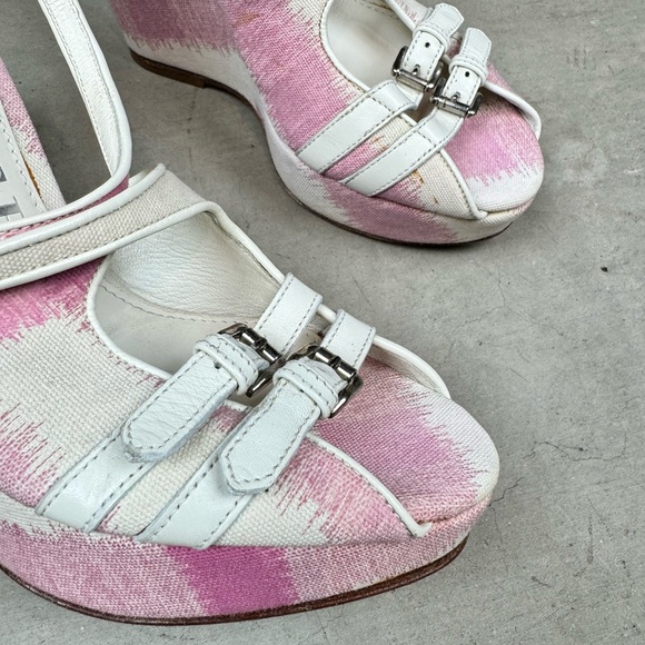 Burberry Brit Canvas Wedge Sandals Size 36 - Picture 3 of 6